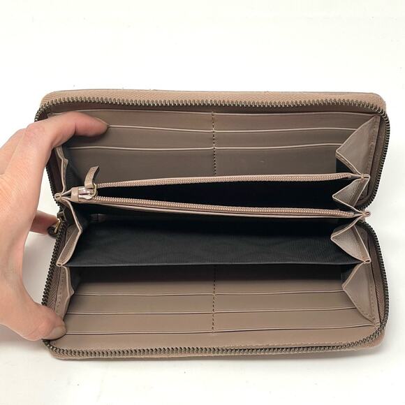 Gucci GG Double G Marmont Zip Around Wallet Zippy Chevron Leather Long Tan Gold - Picture 7 of 14